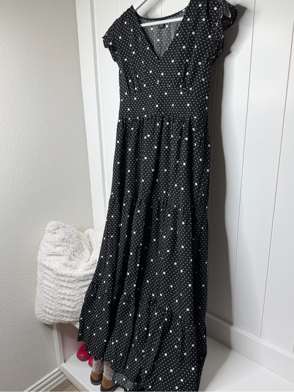 SHEIN Black and White Polka Dot Maxi Dress